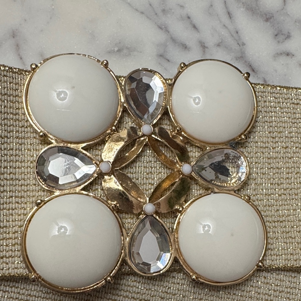 Lilly Pulitzer Jewel Gold and White Women's Belt - Picture 3 of 12